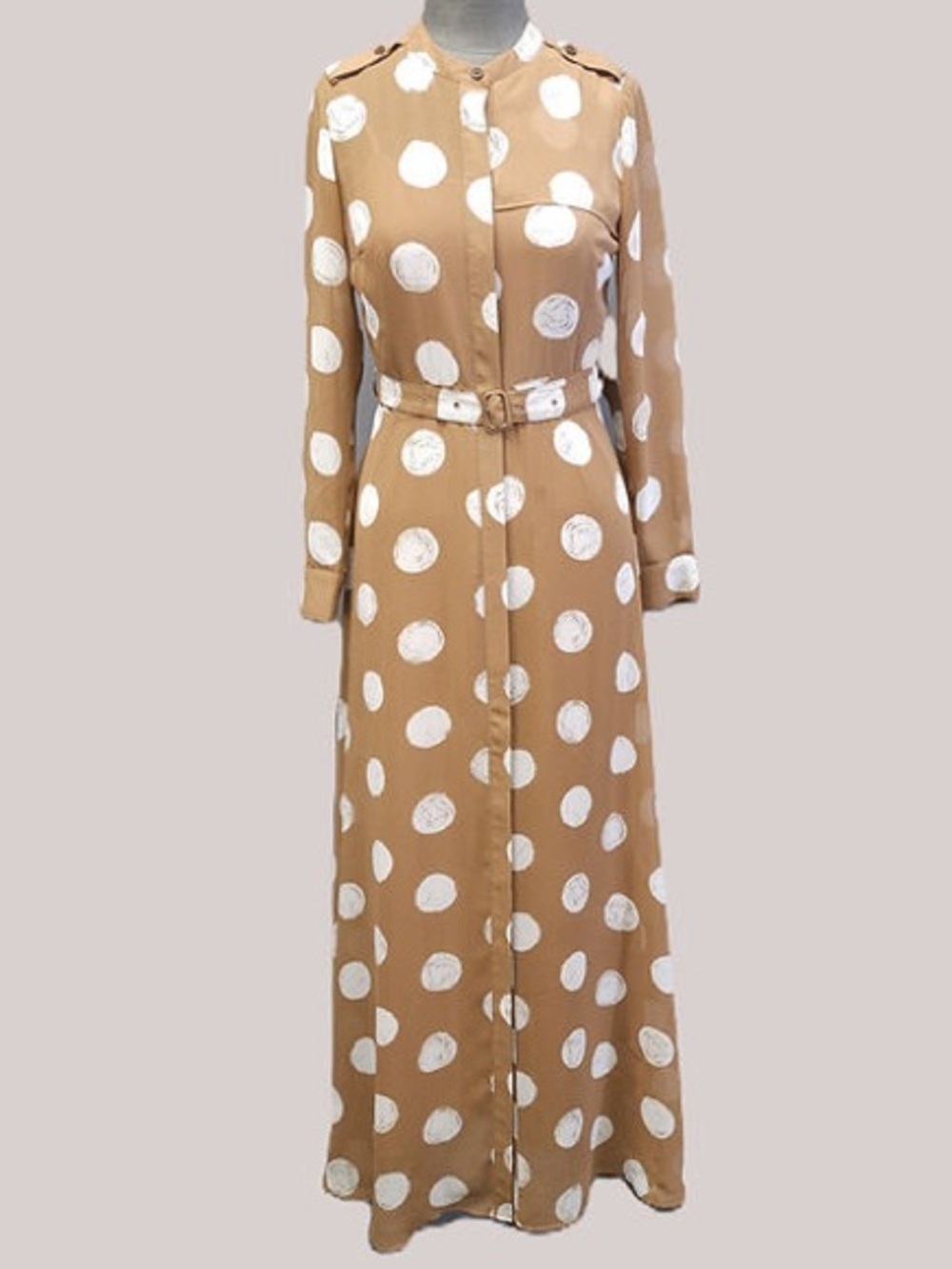 NWT banana republic reissue recycled Polka dot fall maxi belted dress 10 NO SLIP